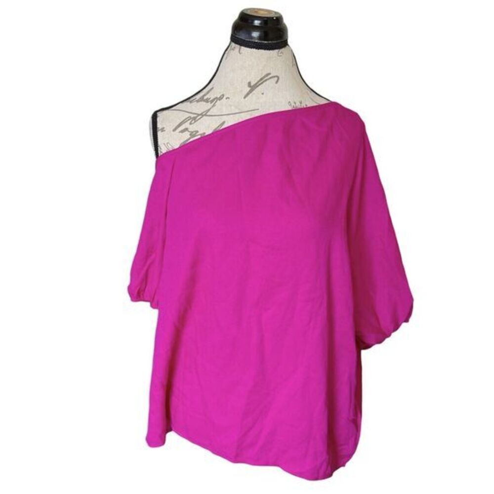 Shein Vcay Womens Blouse Top Size Large Off Shoulder Button Barbiecore Barbie
